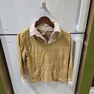 Notations Beige and White Blouse
